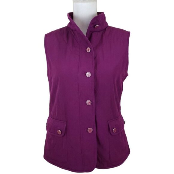 Talbots ~Woman Size S~ Purple Button Up Vest Pockets. - Picture 8 of 12